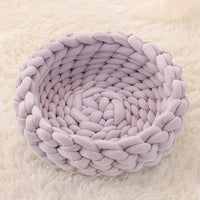 HKM-885651 Soft Plush Cat Bed with Cushion – Cozy Round Pet Nest for Cats and Small Dogs