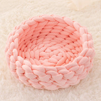 HKM-885651 Soft Plush Cat Bed with Cushion – Cozy Round Pet Nest for Cats and Small Dogs