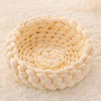 HKM-885651 Soft Plush Cat Bed with Cushion – Cozy Round Pet Nest for Cats and Small Dogs
