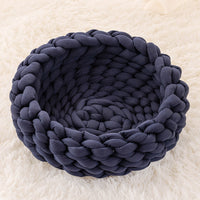HKM-885651 Soft Plush Cat Bed with Cushion – Cozy Round Pet Nest for Cats and Small Dogs