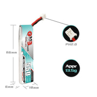 HKM-885715 Mini High-Rate Lithium Battery for FPV Applications, 4.2V Charging, Compact Size 6x18x66mm