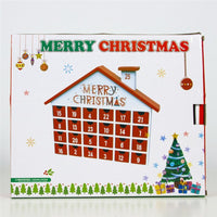 HKM-885971 Wooden Christmas House Candy Storage Box for Holiday Countdown and Decoration