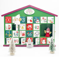 HKM-885971 Wooden Christmas House Candy Storage Box for Holiday Countdown and Decoration
