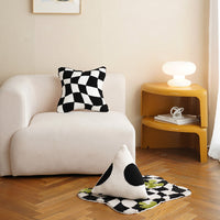 HKM-886163 Checkerboard Design Polyester Pillow for Living Room or Sofa