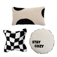 HKM-886163 Checkerboard Design Polyester Pillow for Living Room or Sofa
