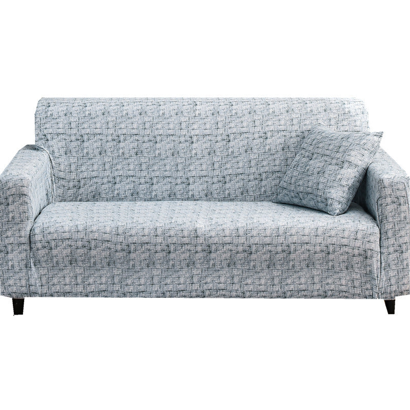 HKM-886163 Solid Violet and Light Cloud Gray Stretch Sofa Cover with 2 Pillows - Fits 1-4 Seater Sofas