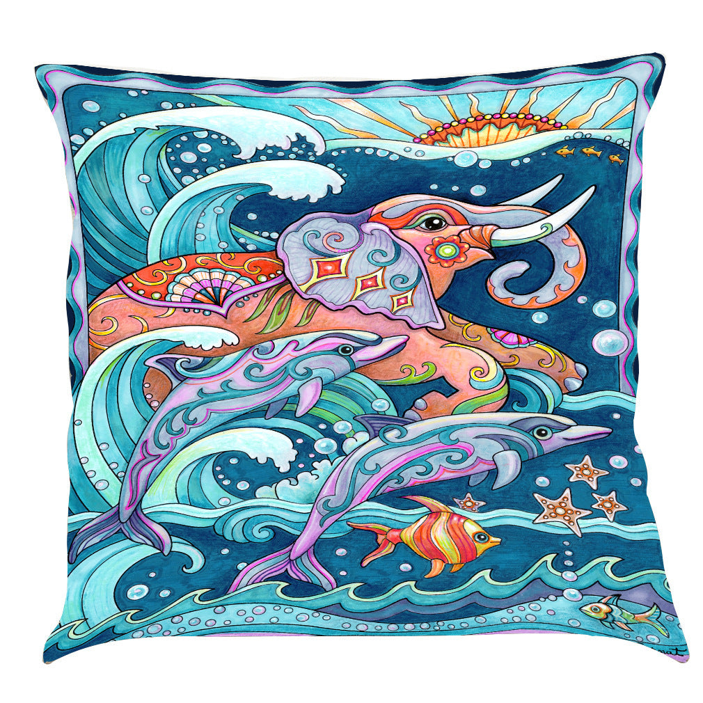 HKM-886227 Classic Ocean Series Cotton and Linen Pillowcase - Soft Flax Blend, 45x45 cm, Available in Multiple Colors