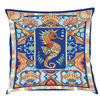 HKM-886227 Classic Ocean Series Cotton and Linen Pillowcase - Soft Flax Blend, 45x45 cm, Available in Multiple Colors