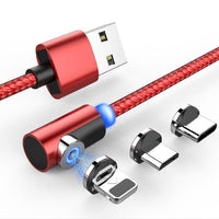 HKM-886227 Nylon Braided Magnetic Charging Cable with 90-Degree Connector and Dust Plug - 1m/2m Options