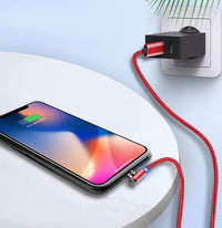 HKM-886227 Nylon Braided Magnetic Charging Cable with 90-Degree Connector and Dust Plug - 1m/2m Options