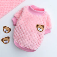 HKM-886291 Cozy Coral Fleece Teddy Pet Clothes in Multiple Bear Patterns