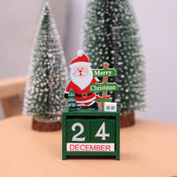 HKM-886291 Wooden Christmas Calendar Decoration - Snowman & Elk Design, 7x3.5x14 cm