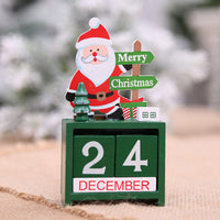 HKM-886291 Wooden Christmas Calendar Decoration - Snowman & Elk Design, 7x3.5x14 cm