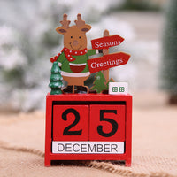 HKM-886291 Wooden Christmas Calendar Decoration - Snowman & Elk Design, 7x3.5x14 cm