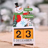 HKM-886291 Wooden Christmas Calendar Decoration - Snowman & Elk Design, 7x3.5x14 cm