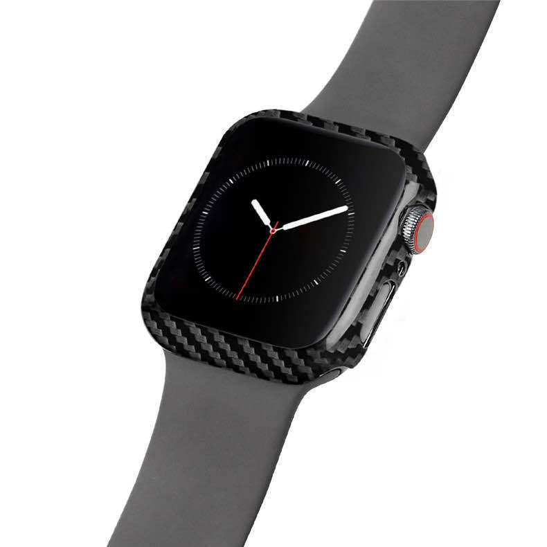 HKM-886419 Carbon Fiber Half Wrap Case for Apple Watch 4 - Ultra-Thin and Anti-Drop, 44mm in Bright Black or Matt Black