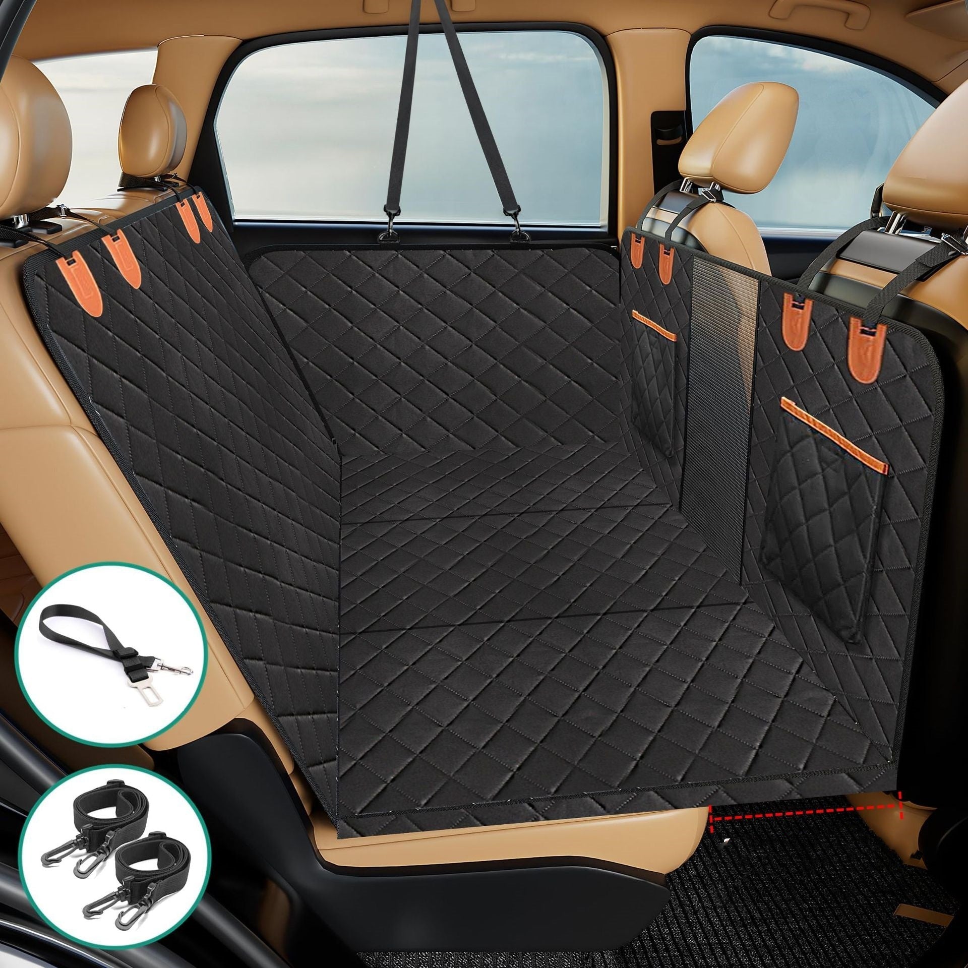 HKM-886867 Black Heat Load Bearing Dog Seat Cover Pad for Cars
