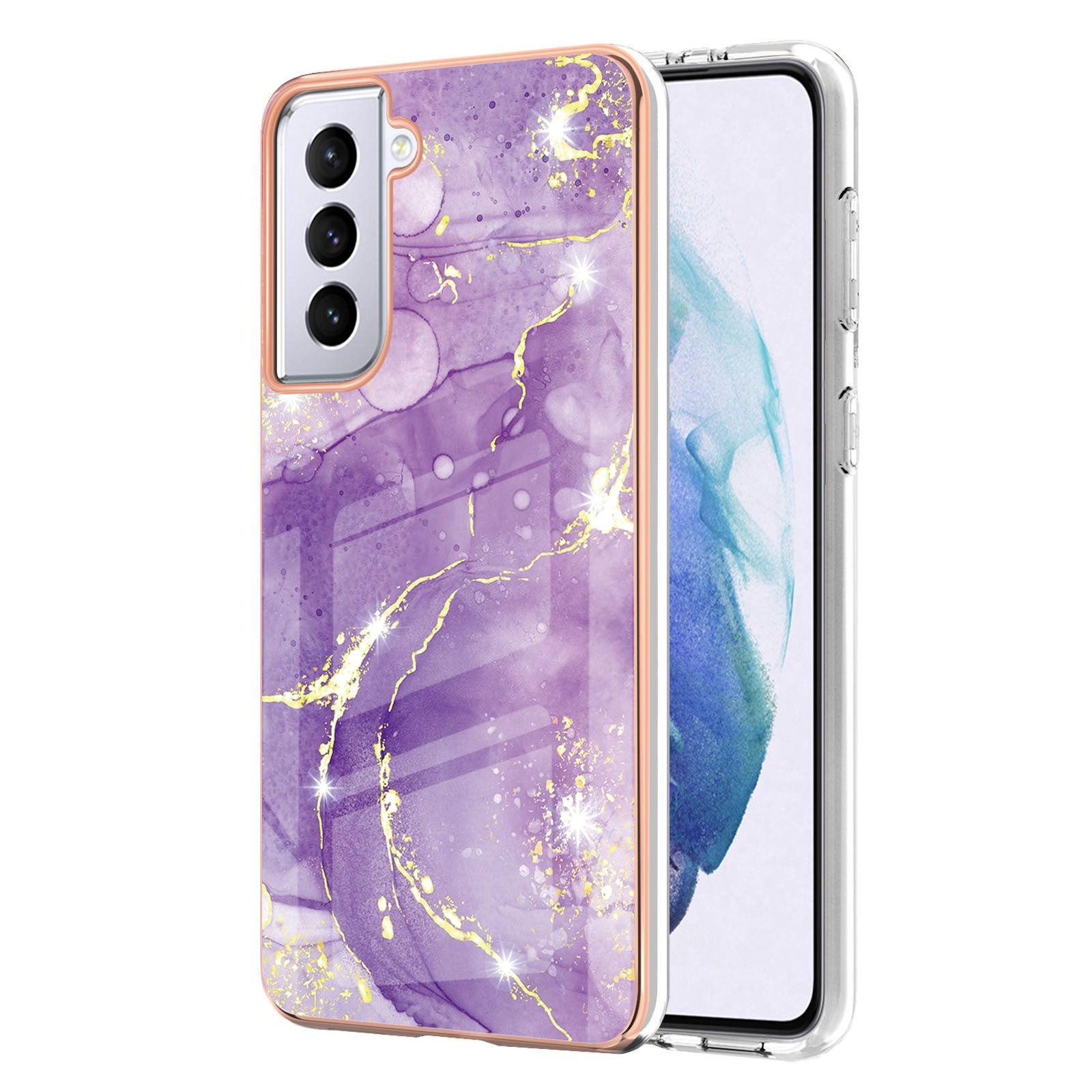 HKM-886931 Electroplating Marble Anti-Fall Phone Case for iPhone Xr - TPU Design with Camouflage and Geometric Patterns