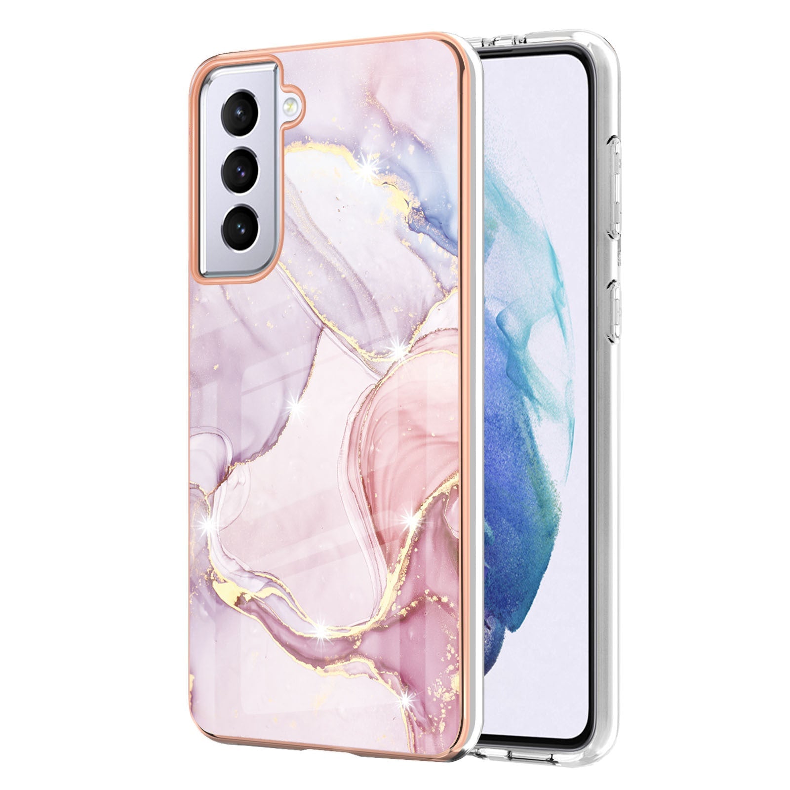 HKM-886931 Electroplating Marble Anti-Fall Phone Case for iPhone Xr - TPU Design with Camouflage and Geometric Patterns