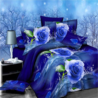 HKM-886995 4-Piece Reactive Printed Bedding Set in Blue Dream Landscape Design – Includes Quilt Cover, Sheet, and Pillowcases, 100% Polyester