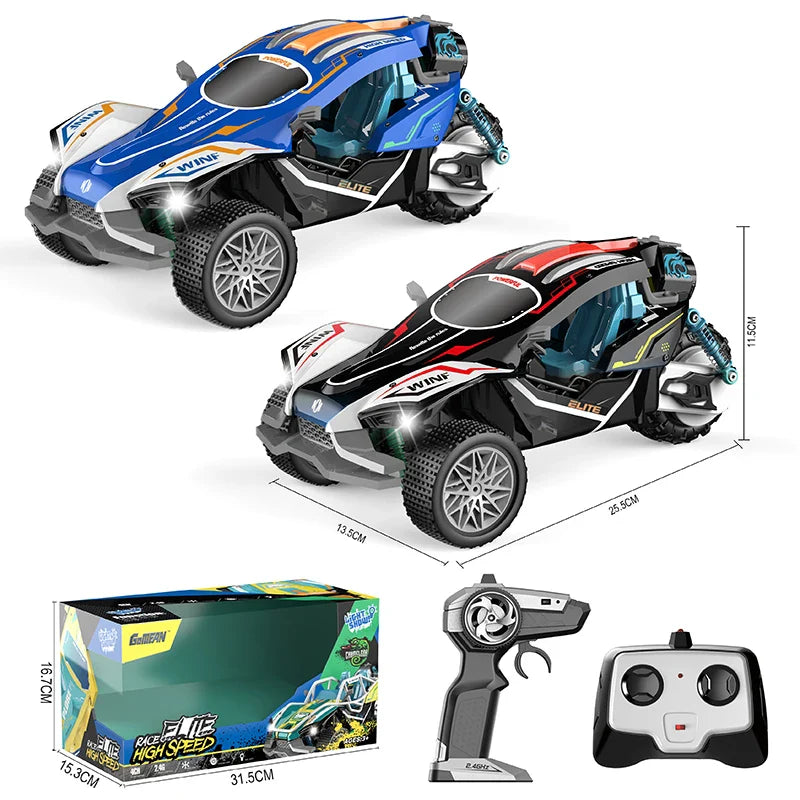 HKM-887251 Light Show Remote Control 3-Wheel Stunt Truck for Kids - Electric Indoor/Outdoor Toy, Ready-to-Go