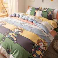 HKM-887315 Modern Plant Pattern Quilt Cover Set for Single Dormitory Beds - Four Piece Set