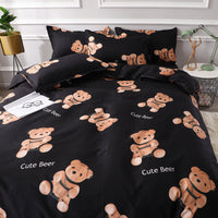 HKM-887315 Modern Plant Pattern Quilt Cover Set for Single Dormitory Beds - Four Piece Set
