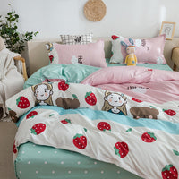 HKM-887315 Modern Plant Pattern Quilt Cover Set for Single Dormitory Beds - Four Piece Set