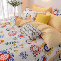 HKM-887315 Modern Plant Pattern Quilt Cover Set for Single Dormitory Beds - Four Piece Set