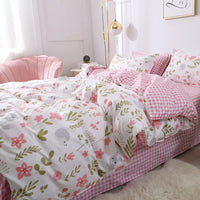 HKM-887315 Modern Plant Pattern Quilt Cover Set for Single Dormitory Beds - Four Piece Set