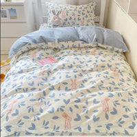 HKM-887315 Modern Plant Pattern Quilt Cover Set for Single Dormitory Beds - Four Piece Set