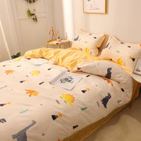 HKM-887315 Modern Plant Pattern Quilt Cover Set for Single Dormitory Beds - Four Piece Set