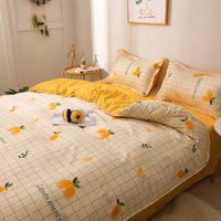 HKM-887315 Modern Plant Pattern Quilt Cover Set for Single Dormitory Beds - Four Piece Set