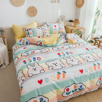 HKM-887315 Modern Plant Pattern Quilt Cover Set for Single Dormitory Beds - Four Piece Set