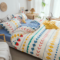 HKM-887315 Modern Plant Pattern Quilt Cover Set for Single Dormitory Beds - Four Piece Set