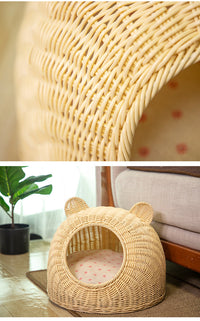 HKM-887379 Semi-enclosed Pet Shelter Hand-knitted Cat House