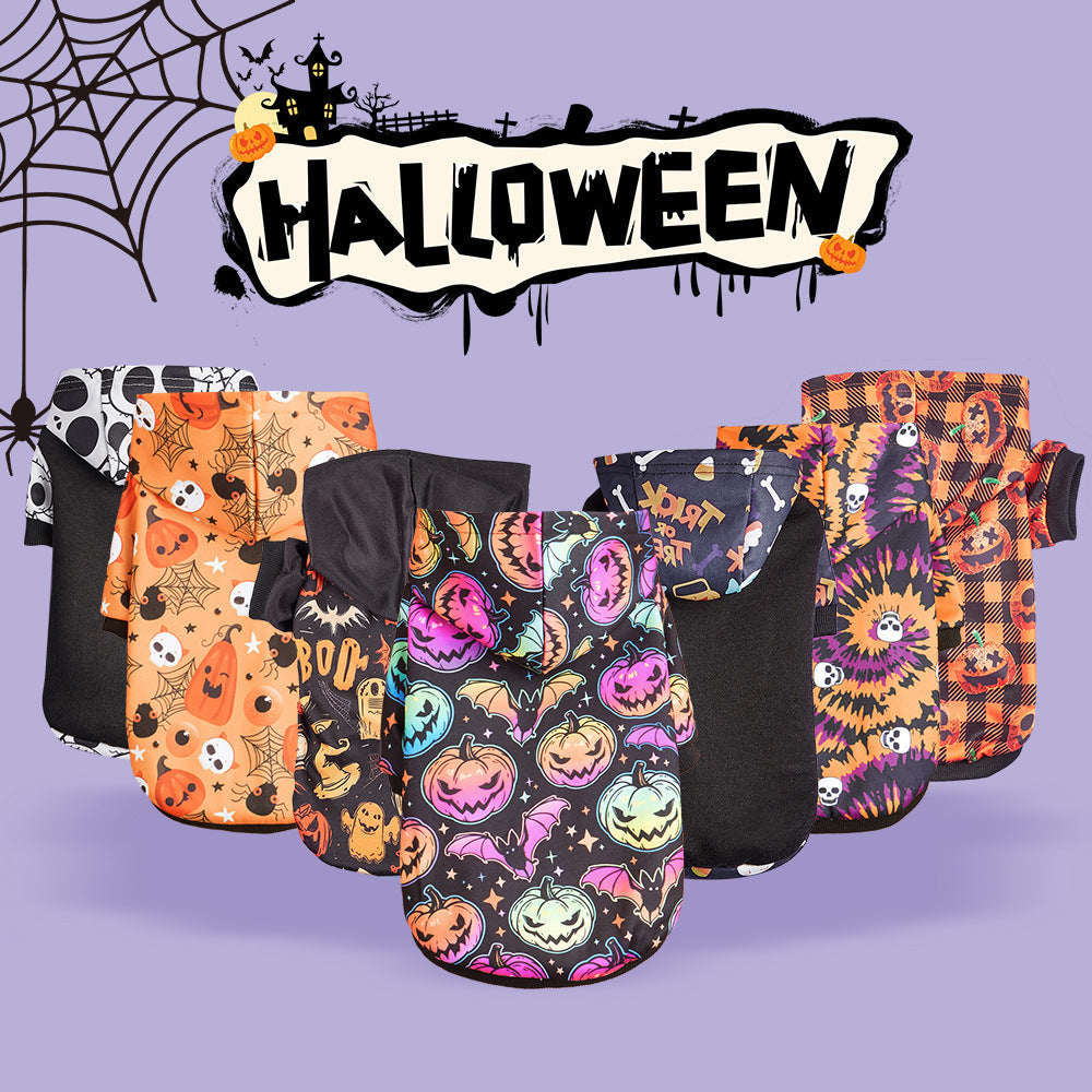 HKM-887507 Halloween Pumpkin Pet Apparel for Small and Medium Dogs and Cats - Casual Polyester Clothing in Various Colors and Patterns