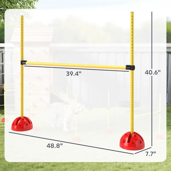 HKM-887635 4-Piece Adjustable Dog Agility Training Course with Carry Bag