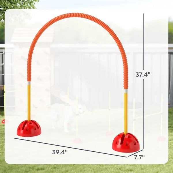 HKM-887635 4-Piece Adjustable Dog Agility Training Course with Carry Bag