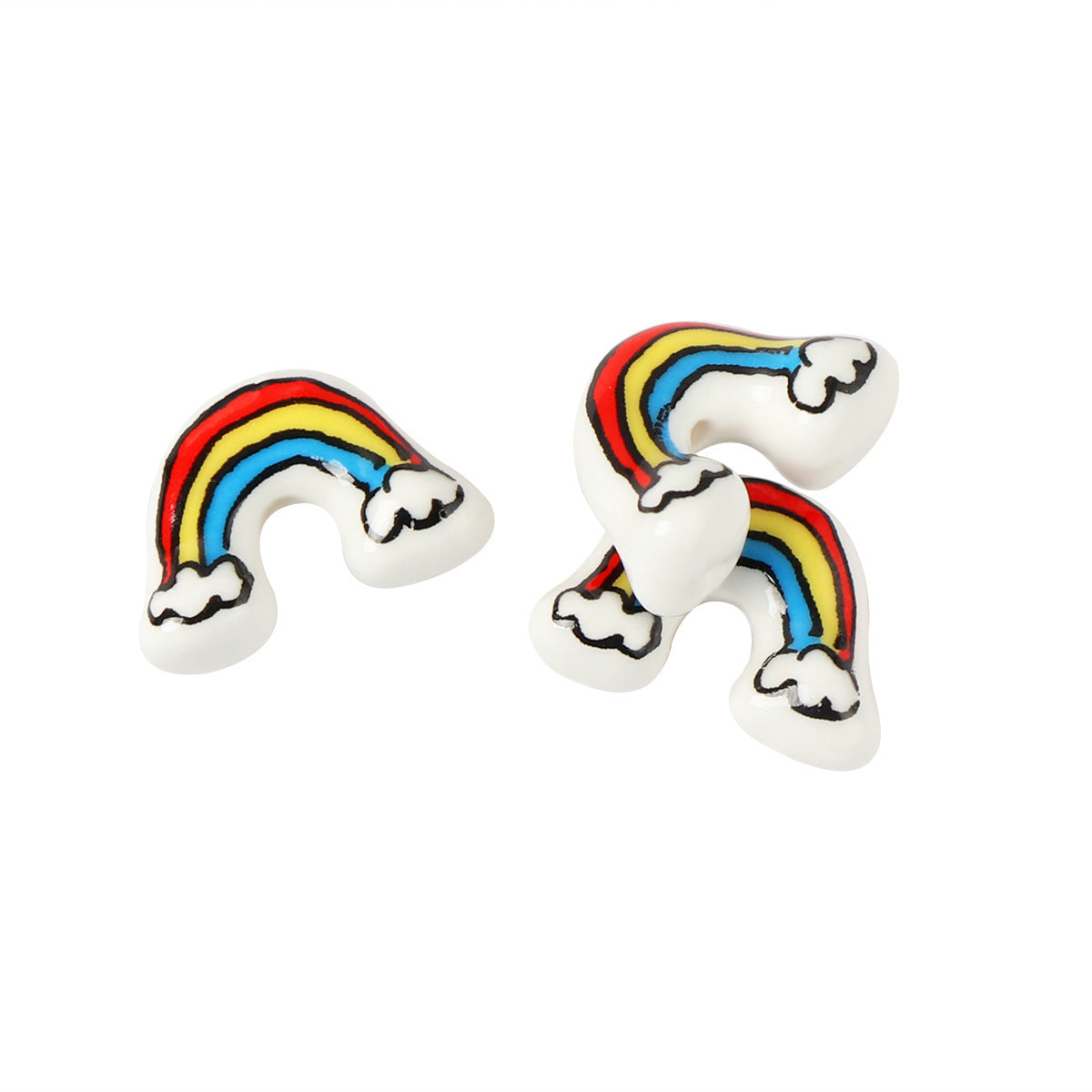HKM-887763 Ceramic Rainbow Scattered Beads for DIY Ornament Crafting