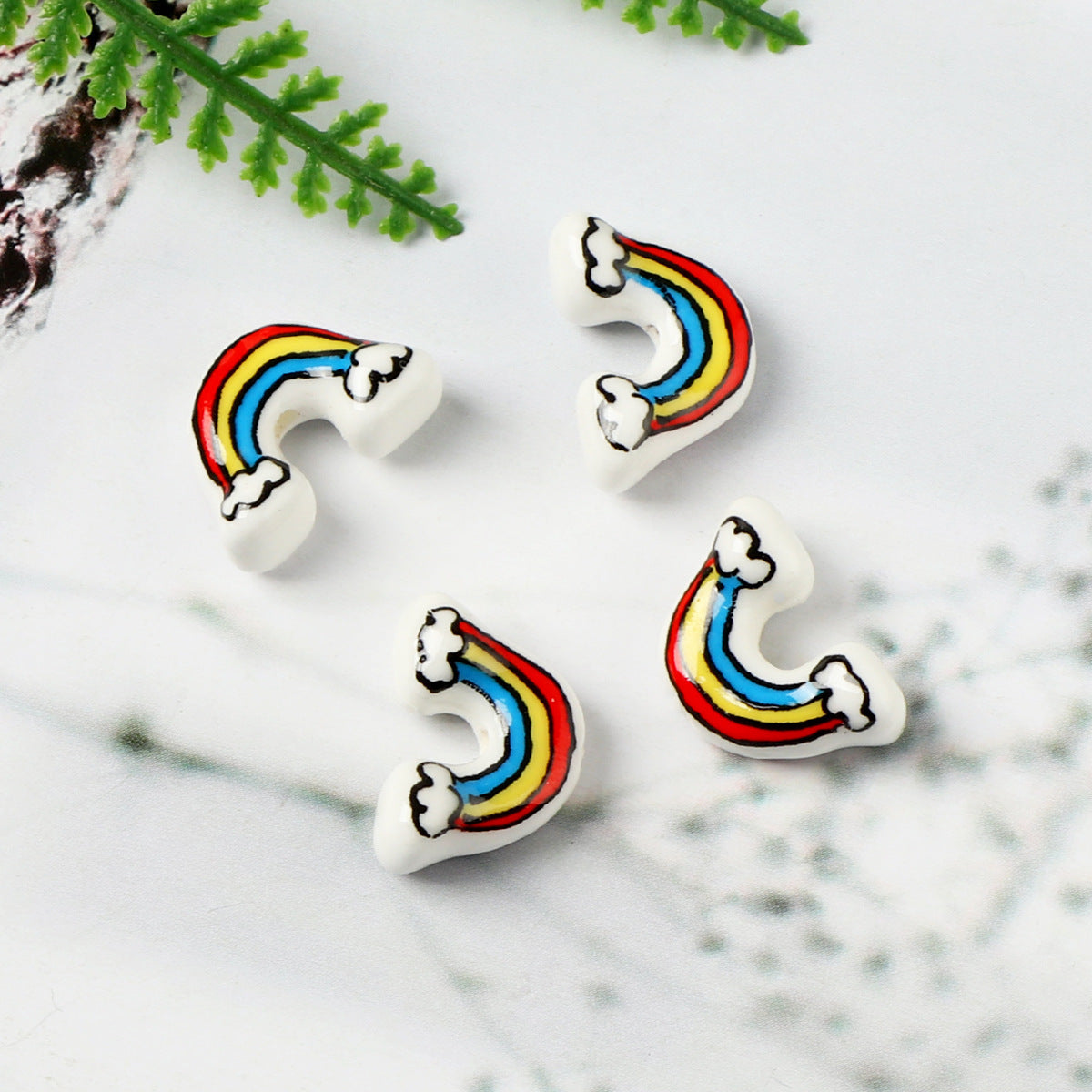 HKM-887763 Ceramic Rainbow Scattered Beads for DIY Ornament Crafting