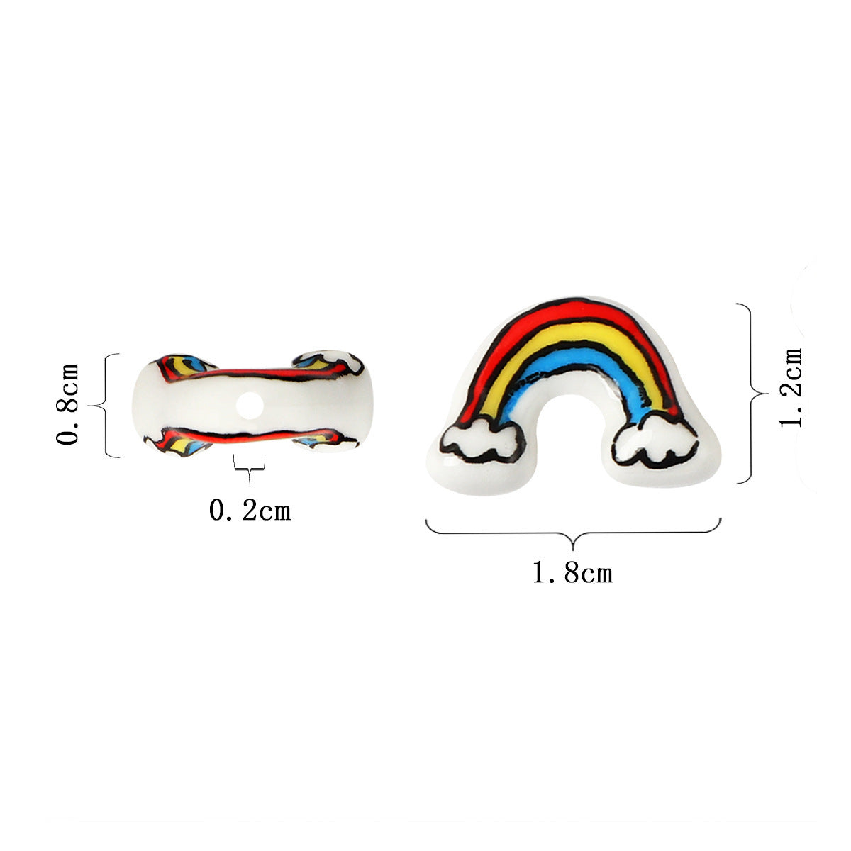 HKM-887763 Ceramic Rainbow Scattered Beads for DIY Ornament Crafting