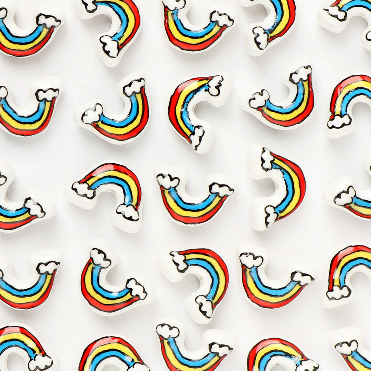 HKM-887763 Ceramic Rainbow Scattered Beads for DIY Ornament Crafting