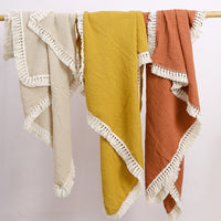 HKM-887827 Pure Cotton Double-Layer Gauze Bath Towel Blanket in Multiple Solid Colors