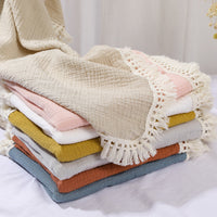 HKM-887827 Pure Cotton Double-Layer Gauze Bath Towel Blanket in Multiple Solid Colors