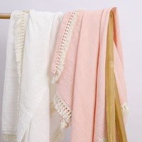 HKM-887827 Pure Cotton Double-Layer Gauze Bath Towel Blanket in Multiple Solid Colors