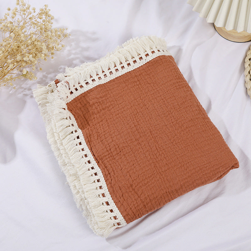 HKM-887827 Pure Cotton Double-Layer Gauze Bath Towel Blanket in Multiple Solid Colors