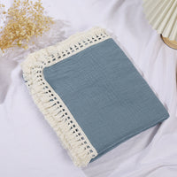 HKM-887827 Pure Cotton Double-Layer Gauze Bath Towel Blanket in Multiple Solid Colors