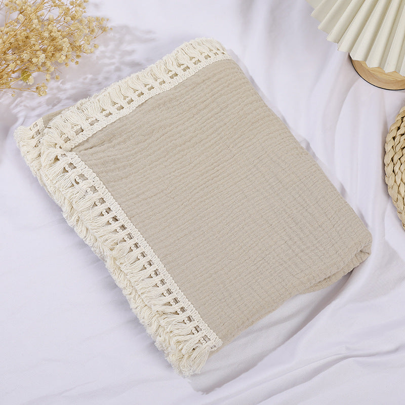 HKM-887827 Pure Cotton Double-Layer Gauze Bath Towel Blanket in Multiple Solid Colors