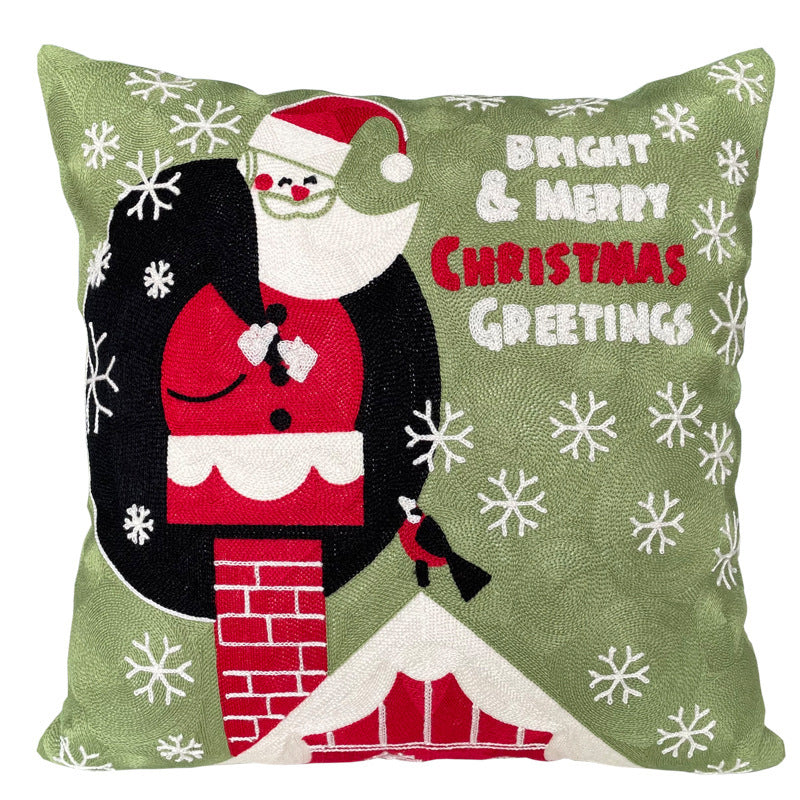 HKM-887891 Cute Cartoon Christmas and New Year Cushion Pillowcase - Festive Designs of Santa, Snowmen, and Winter Icons, 45x45cm